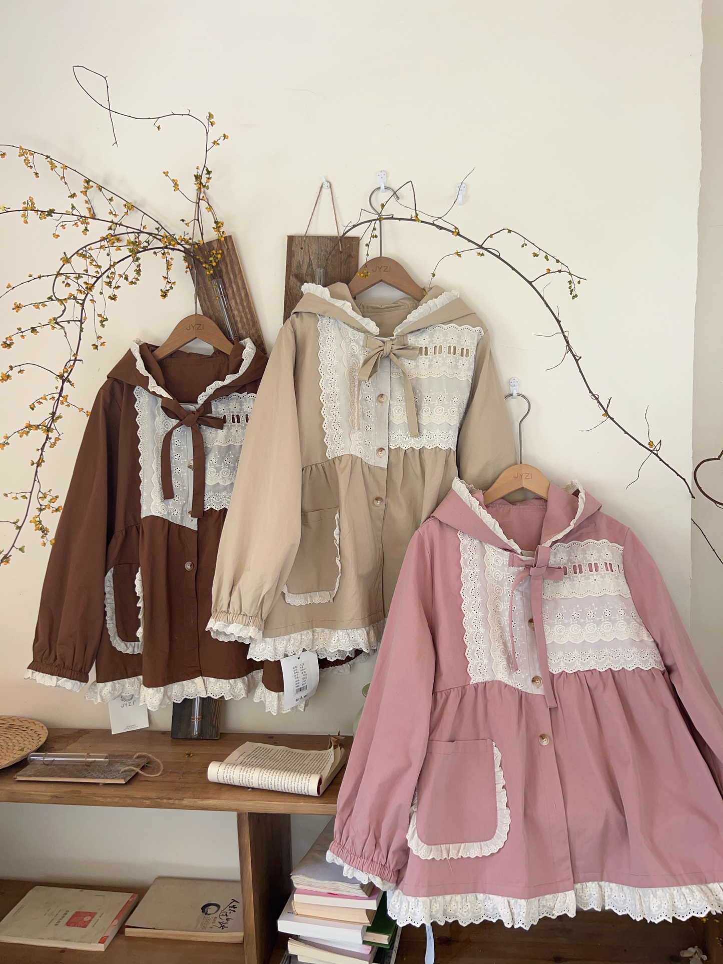 Mori Girl Style Lace Patchwork Loose Fit Coat X3366