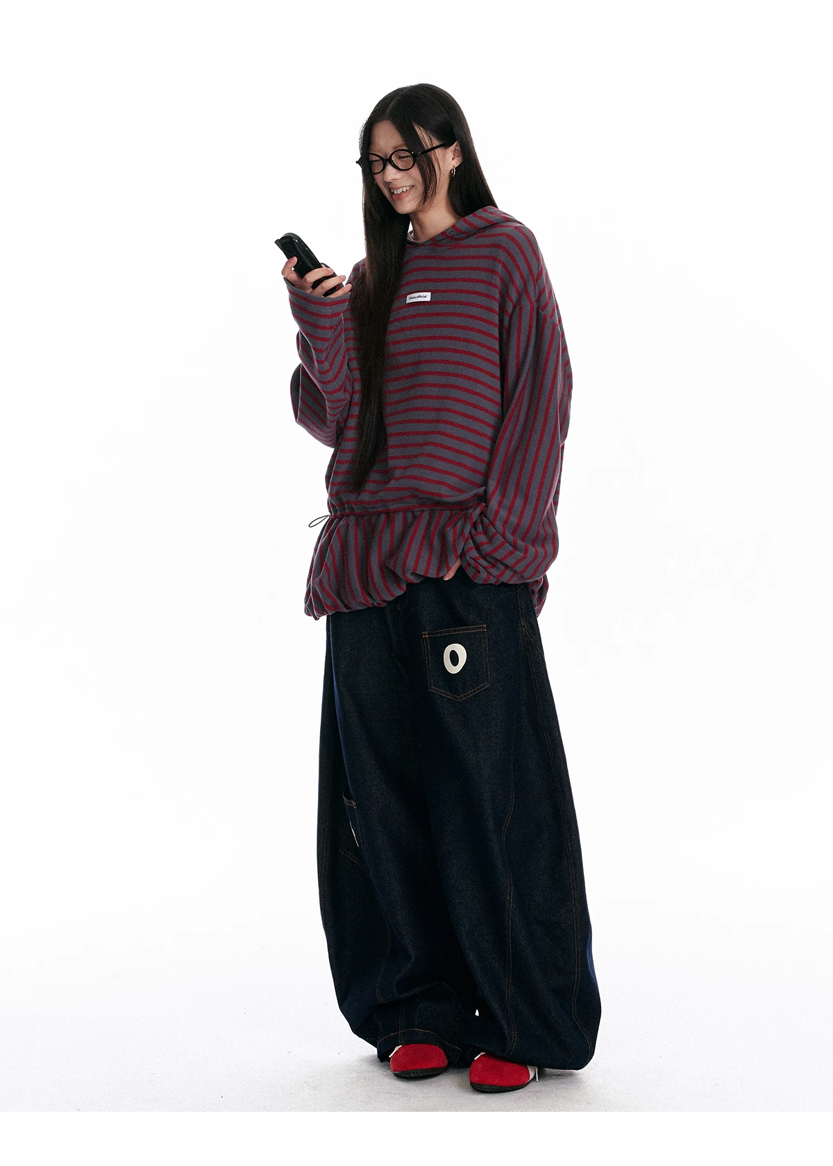Striped Colorblock Oversized Hoodie X3328