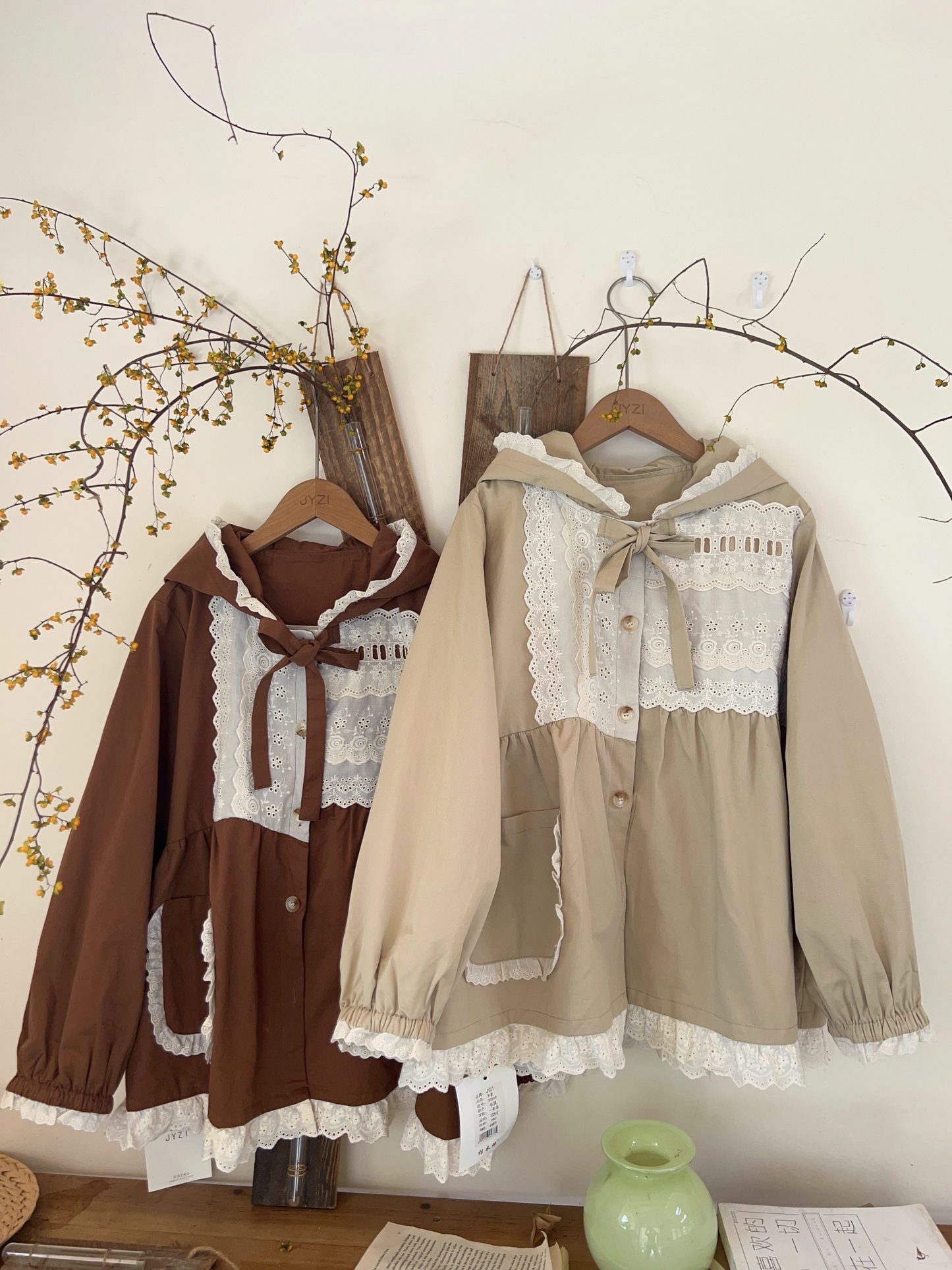 Mori Girl Style Lace Patchwork Loose Fit Coat X3366