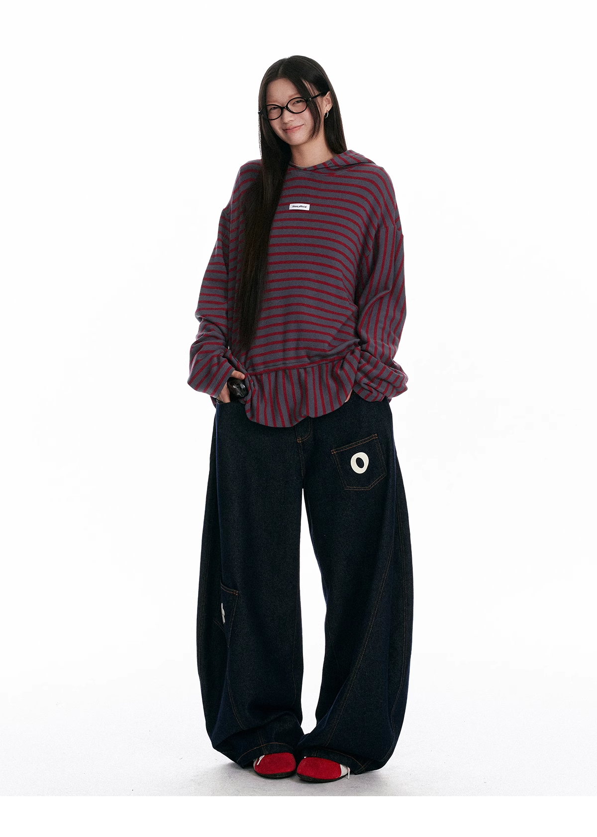 Striped Colorblock Oversized Hoodie X3328