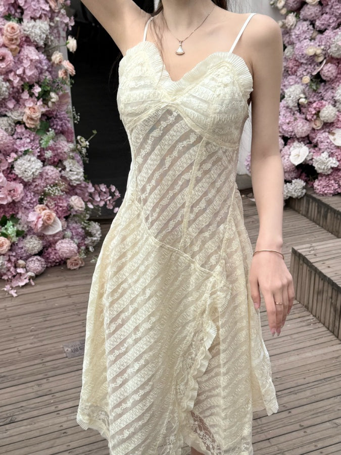 Design Lacey Sheer Random Cut Camisole Dress X2789 – XTYLINGS