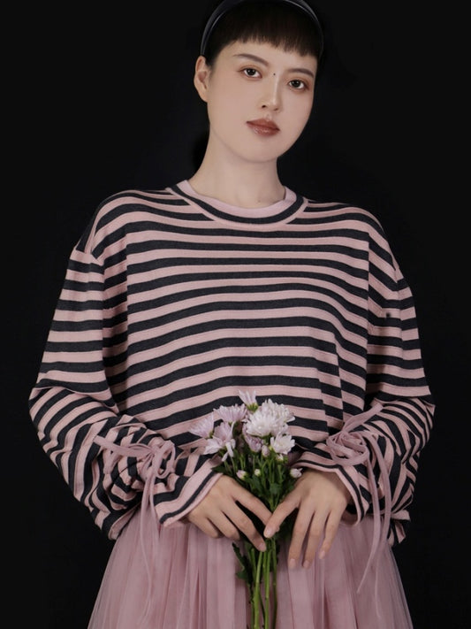 Striped botoming long T-shirt X2840