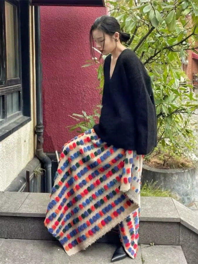 Fur ball wrap skirt X2894