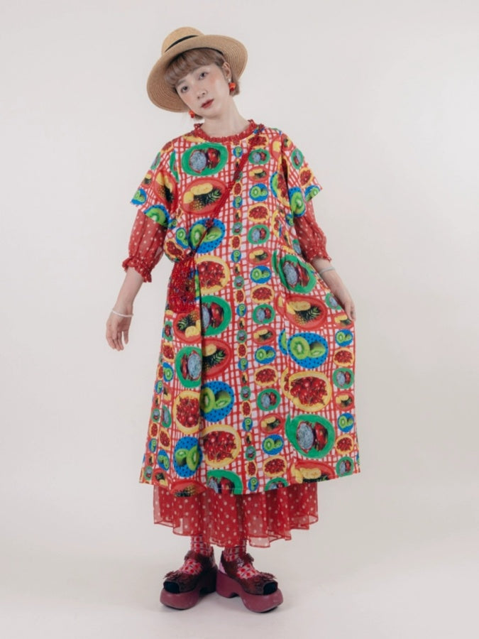 Tropical Fruit Wide Dress X2641