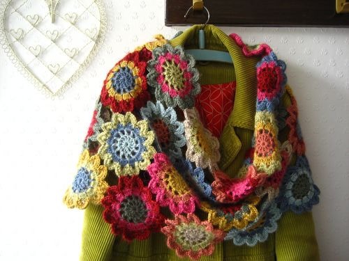 Crochet triangle knit cape X1789