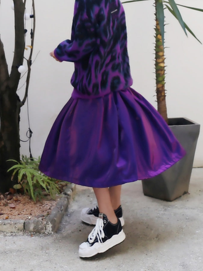 Purple flared medium skirt X2575