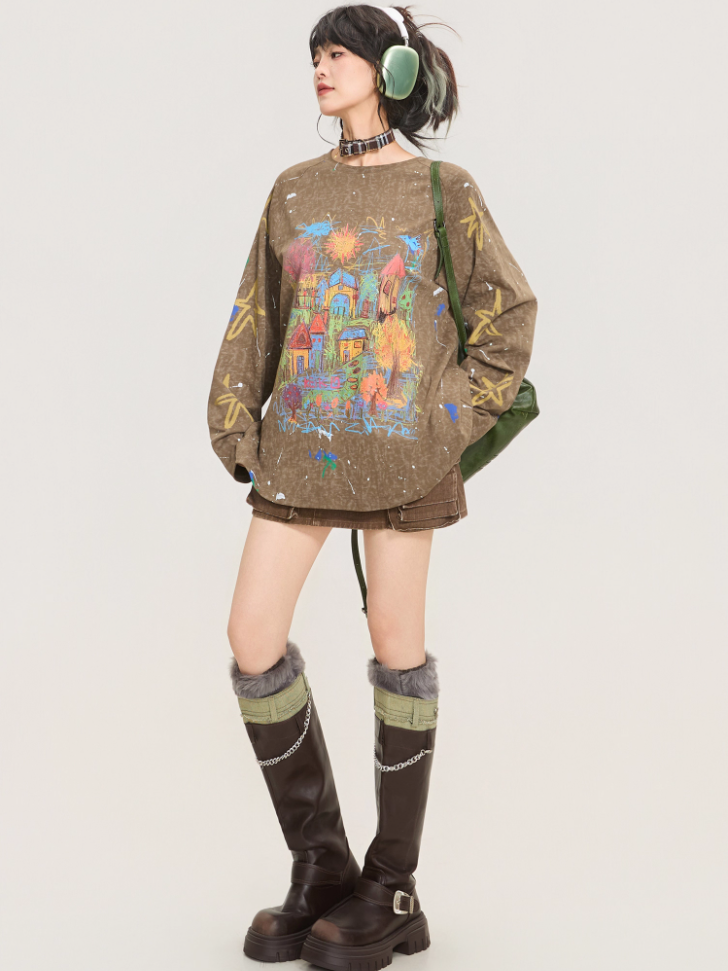 Artistic Graffiti Long Sleeve T-shirt X3375
