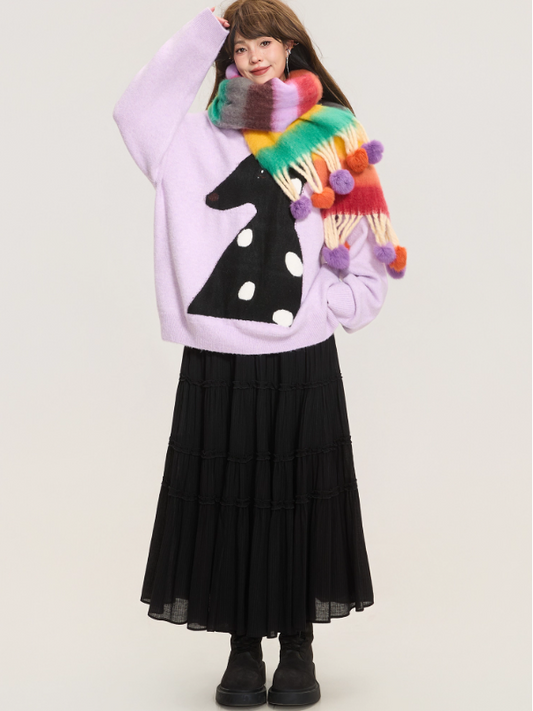 Romantic Purple Jacquard Sweater X3374