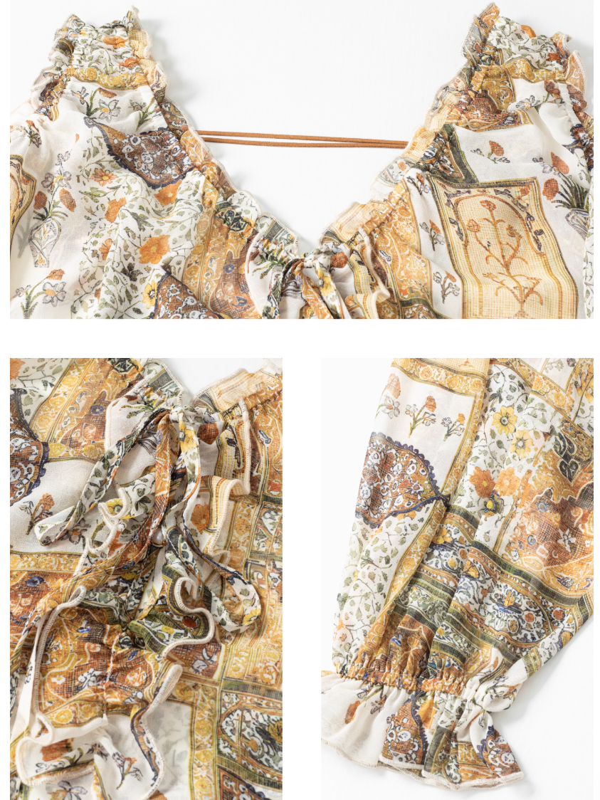 Vintage Printed Chiffon Blouse X3377