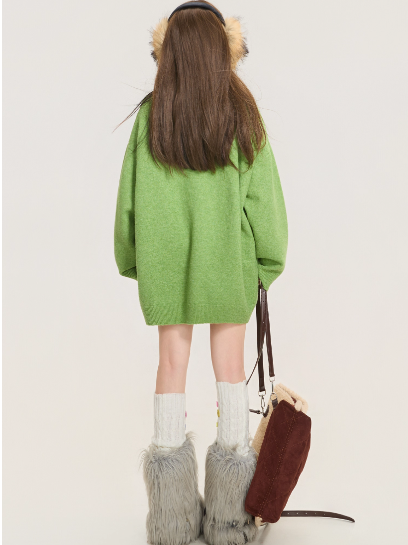 Cozy Puppy Jacquard Knit Sweater X3378