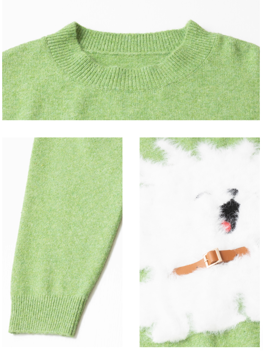 Cozy Puppy Jacquard Knit Sweater X3378