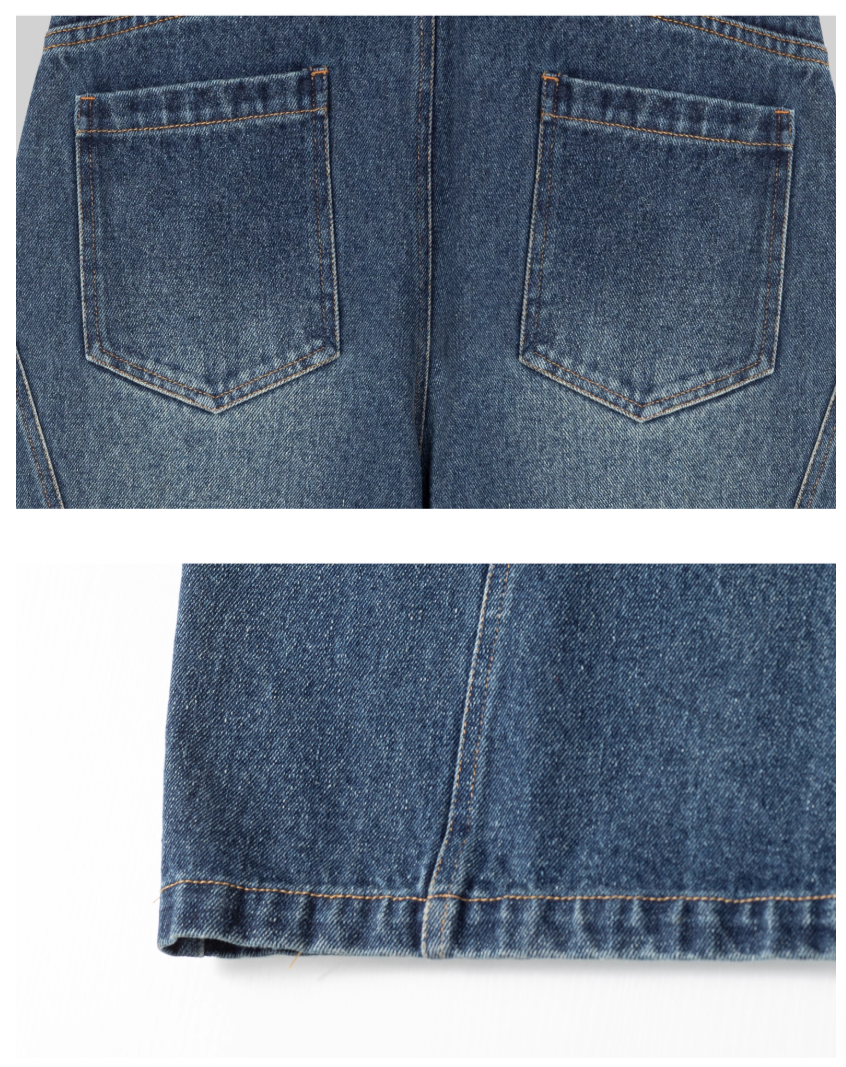 Retro Washed Curved Denim Pants X3379
