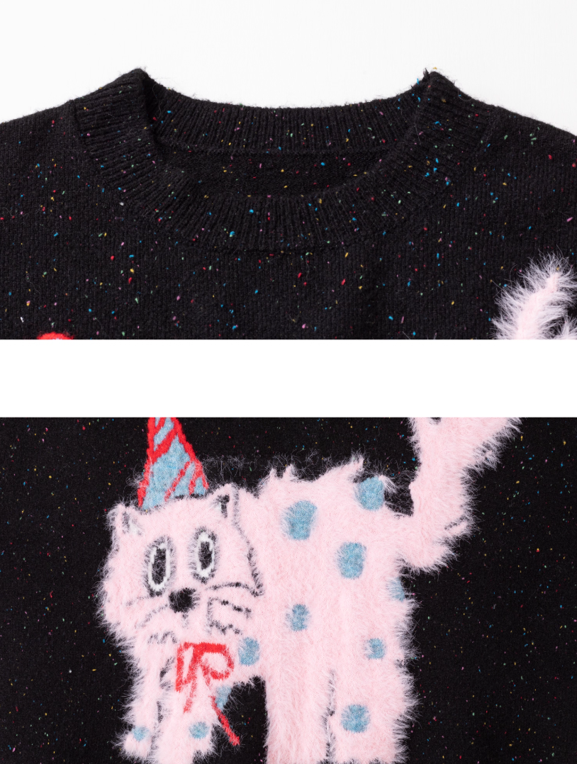 星空斑點針織貓咪毛衣 X3452