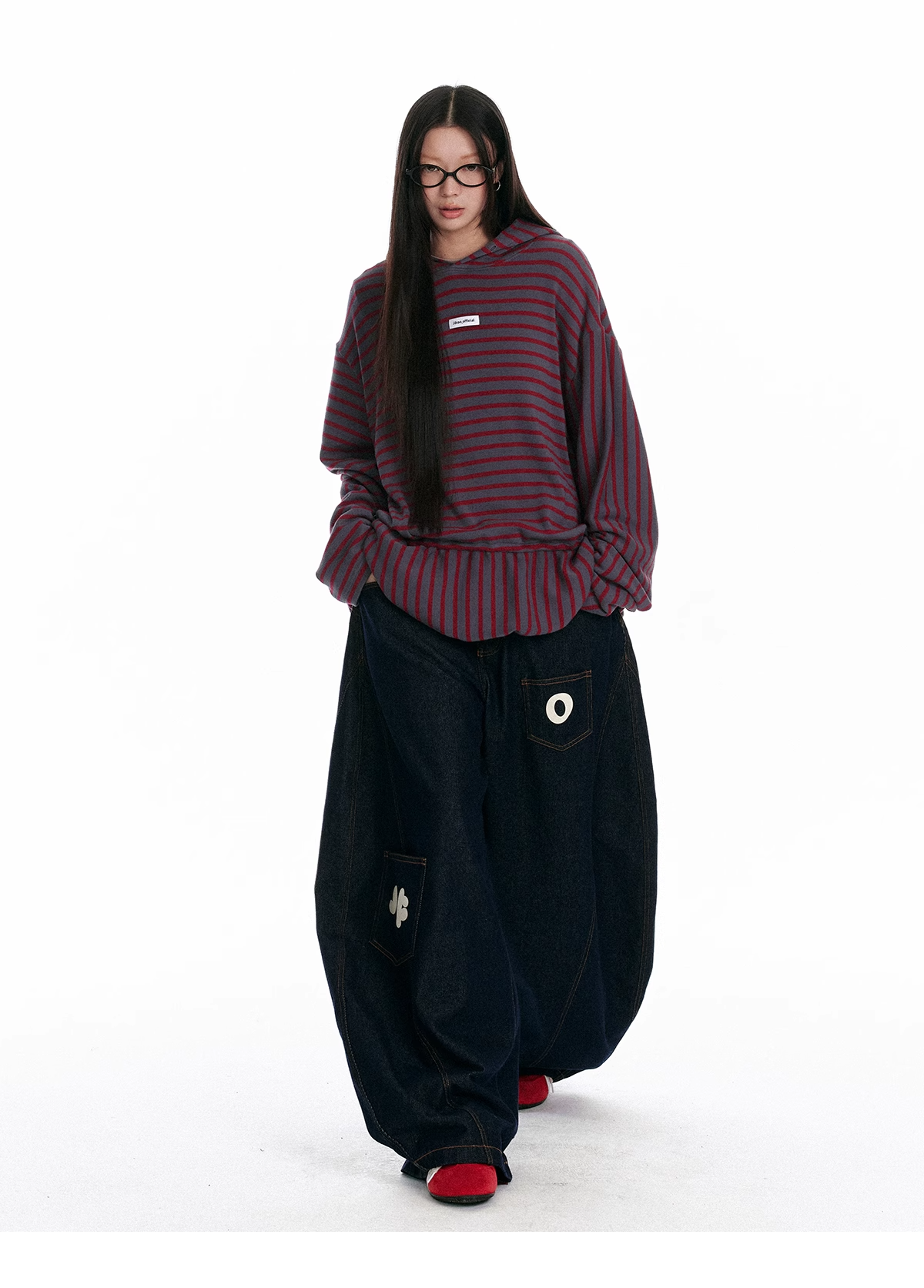 Striped Colorblock Oversized Hoodie X3328