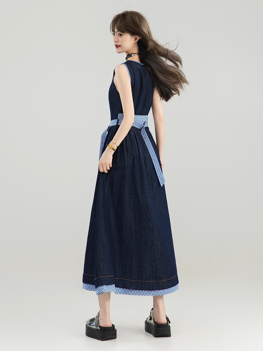 Lightweight Sleeveless Denim Dress X3299