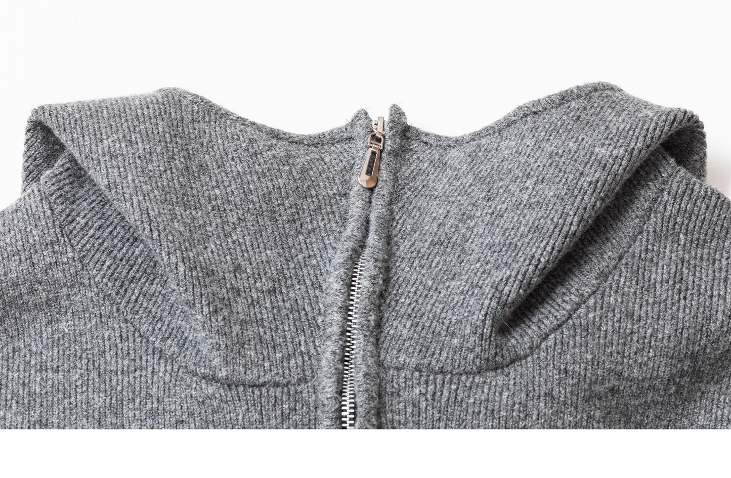 Heavyweight Grey Zip-Up Knit Hoodie Cardigan X3368