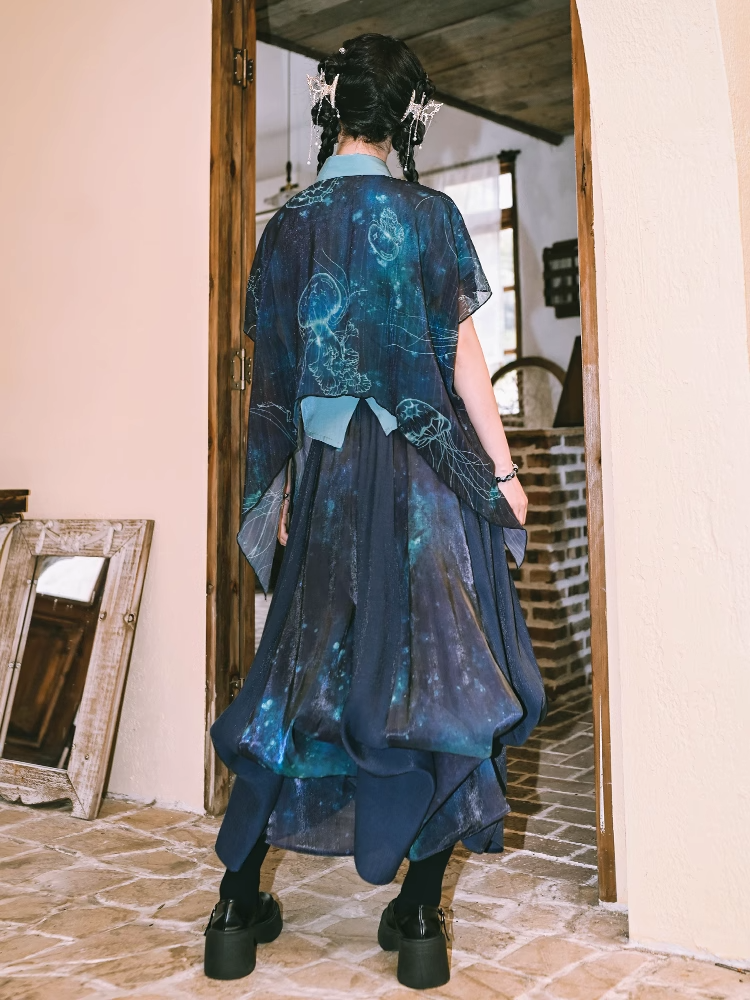 Double Layer Chiffon Cotton Mandarin Shirt X3275