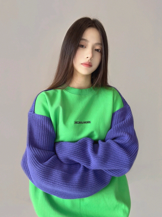 Green Colorblock Sweatshirt X3418