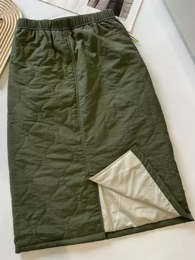 Outdoor Waterproof Quilted High Waist Middle Skirt X2932