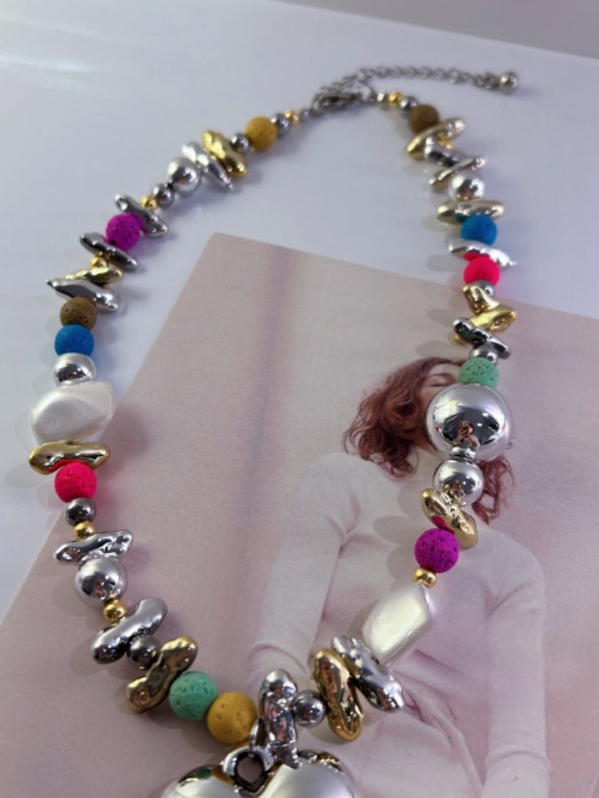 Colorful Beaded Heart Pendants X2675
