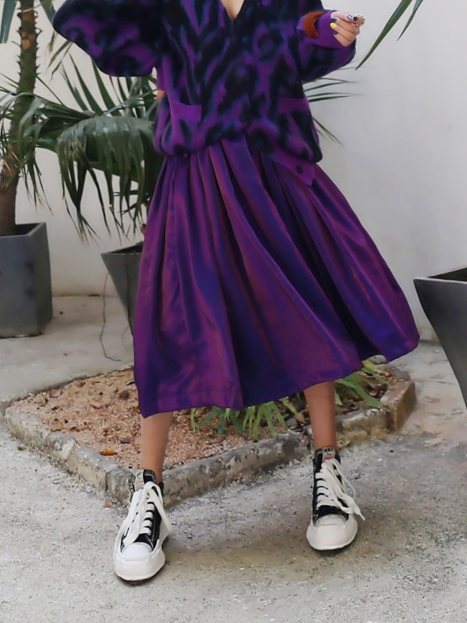 Purple flared medium skirt X2575