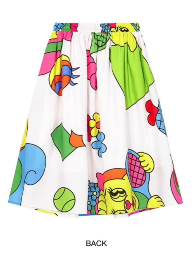 Colorful Graphic Flared Skirt X2703