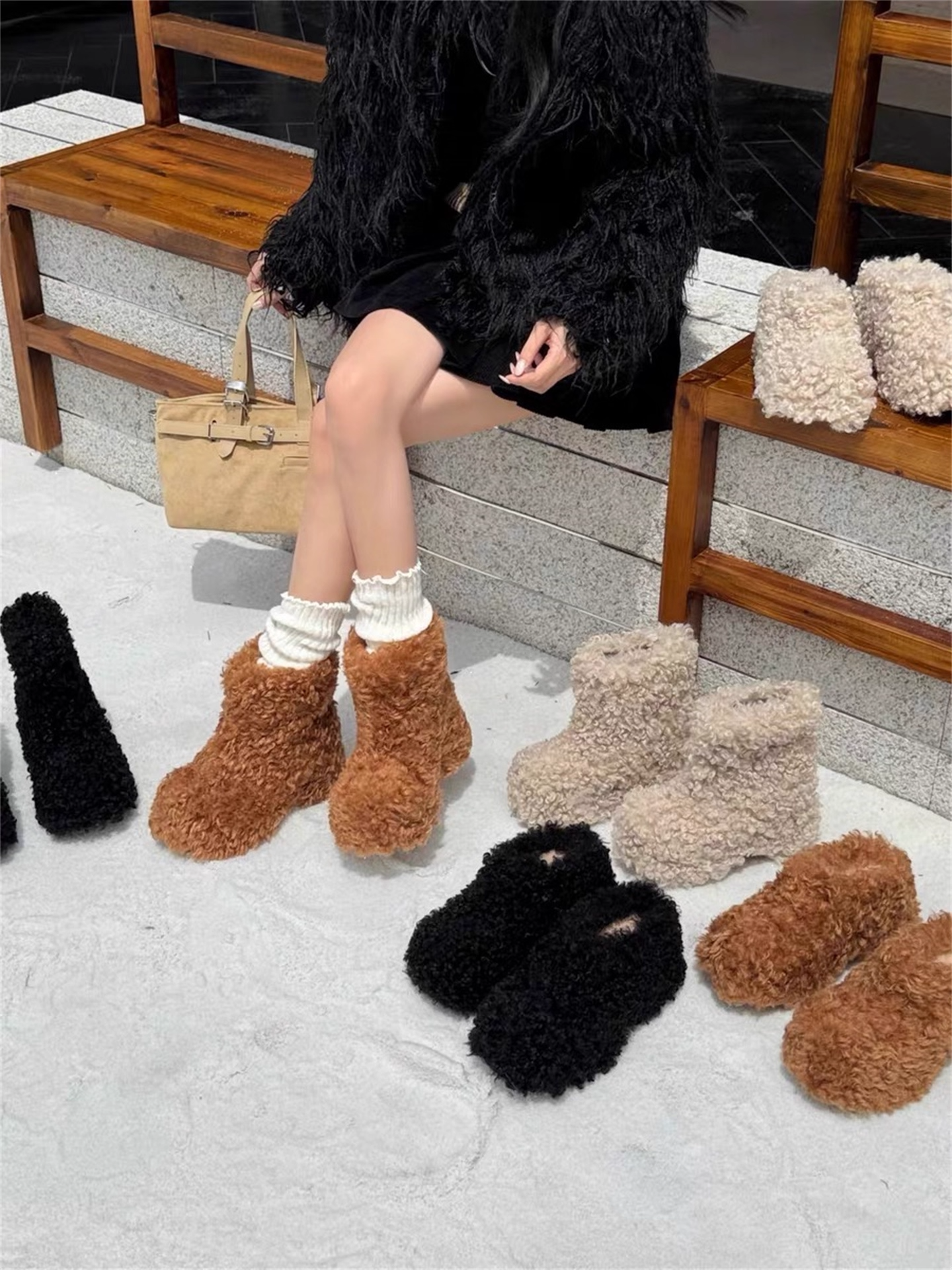 Suede Fleece Short Snow Boots X3424