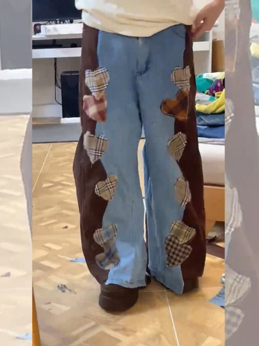 Heartfelt Check Patchwork Denim X2687