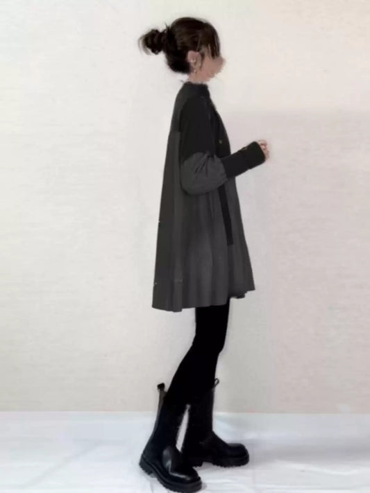 Faux two-piece knit tunic X2953