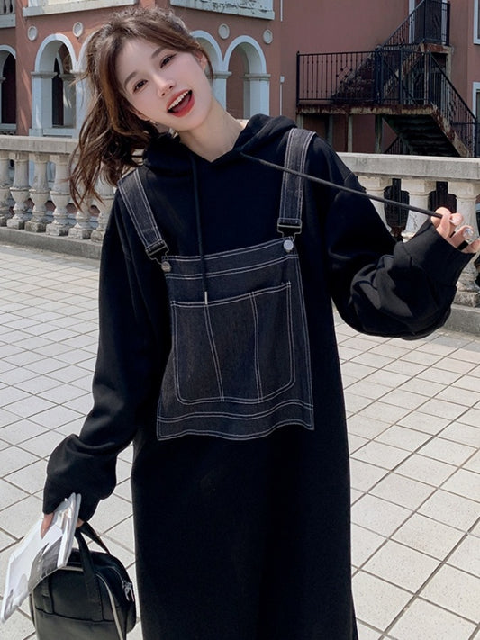 Faux two-piece sweatshirt dress X2879