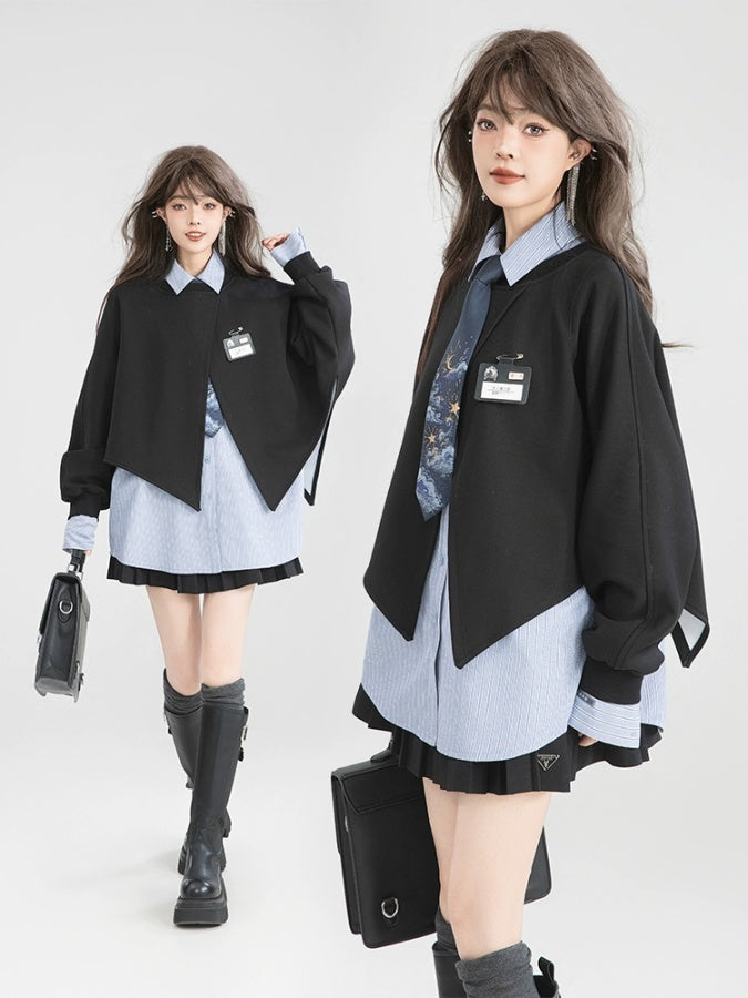 開衩衛衣/條紋襯衫 X2938