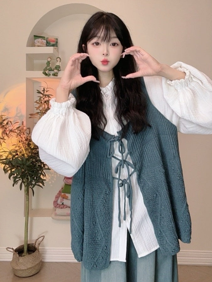 前繫帶吊帶針織背心 X2935