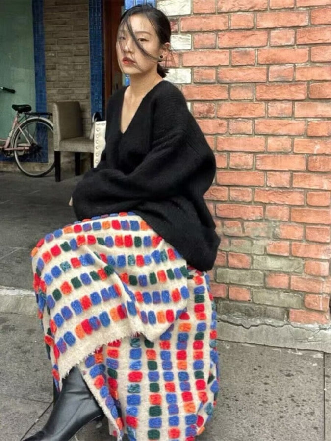 Fur ball wrap skirt X2894