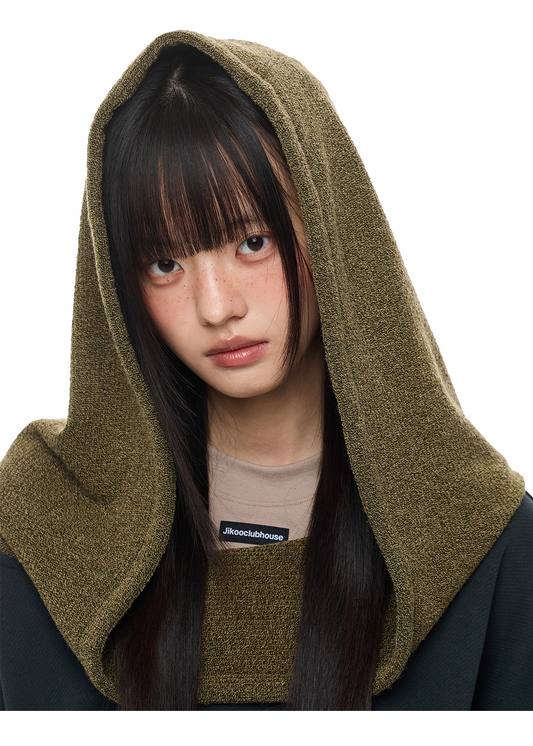 Layered-Look Off-Shoulder High-Neck Hoodie X3485