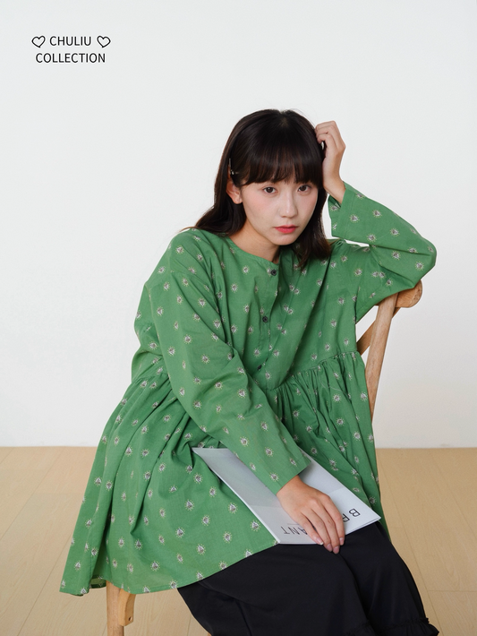 Loose Fit Cotton Floral Blouse X3360