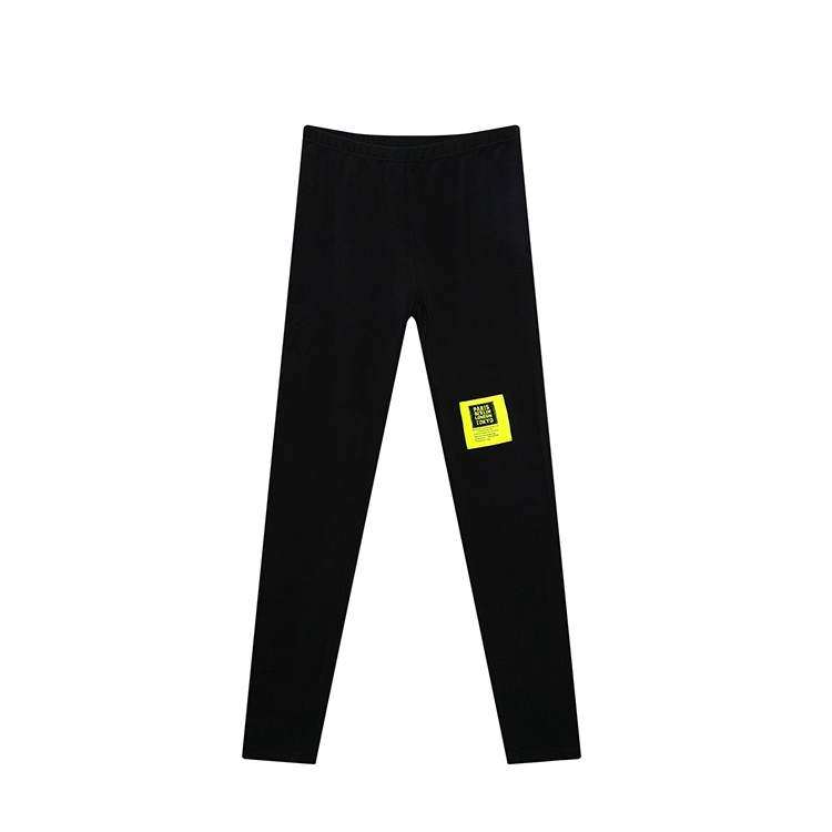 Neon Green Letter Patch Fleece Leggings X3412