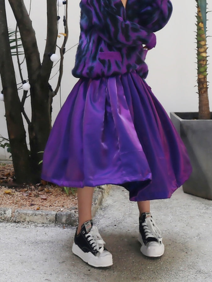 Purple flared medium skirt X2575