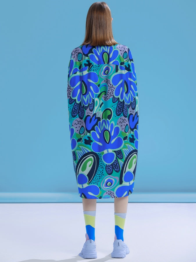 Colorful Flower Pattern Shirt Dress X2784