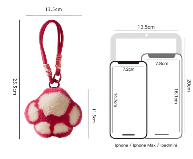 Rabbit fur cute bear paw pendant X3160