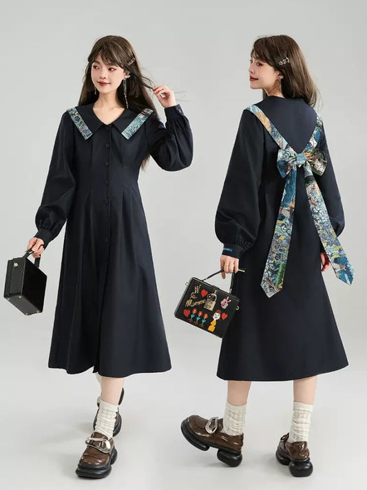 Back ribbon mini dress X2767