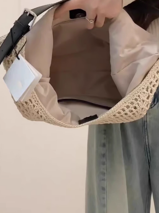 Hollow Out Woven Tote Bag X3311