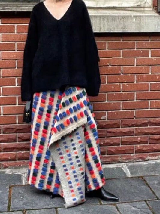 Fur ball wrap skirt X2894