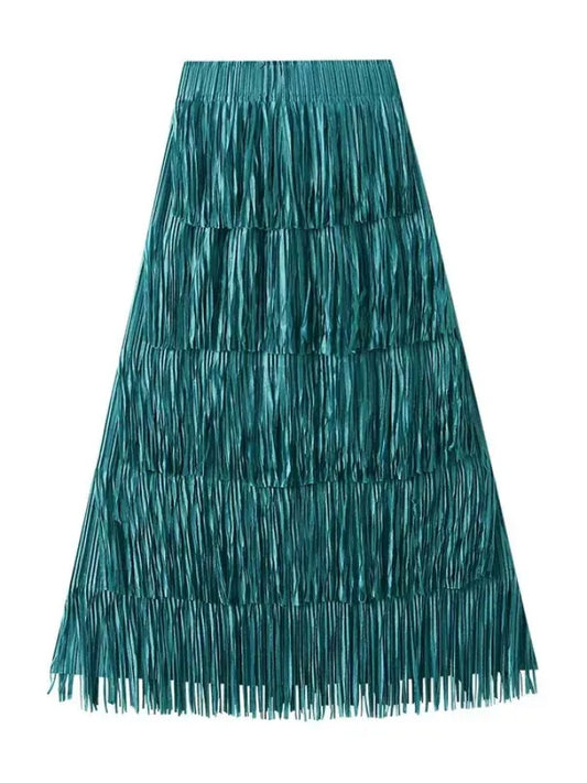 Tassel fringe long skirt X2761
