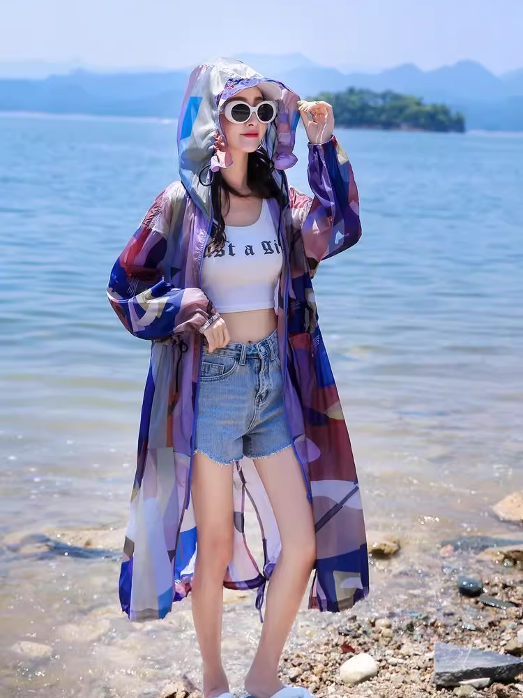 迷彩長防紫外線外套 X3292
