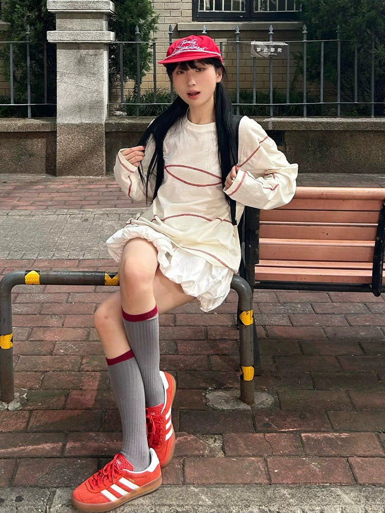 美式寬鬆長袖T卹 X3028