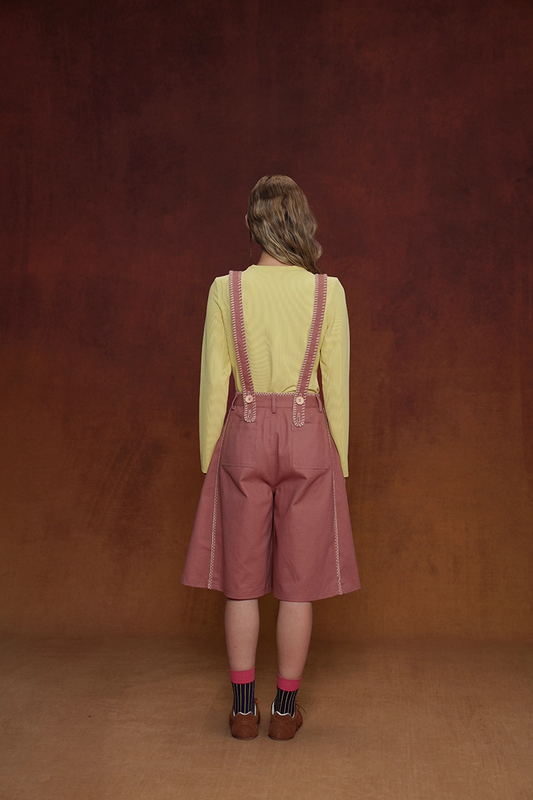 Vintage Red-Brown Washed Denim Overalls X3349