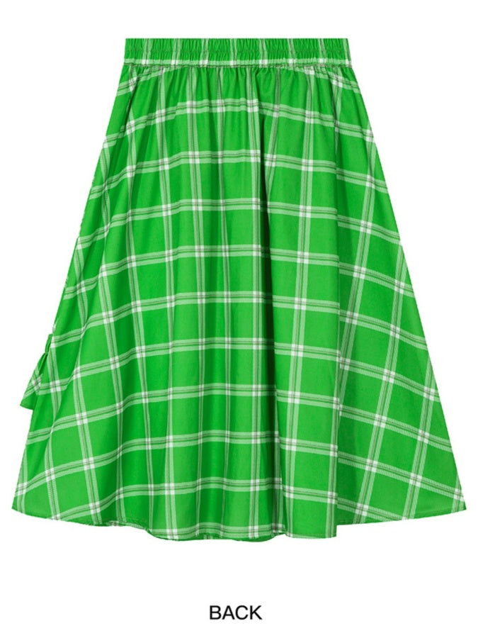 Checked Medium Flared Skirt X2854