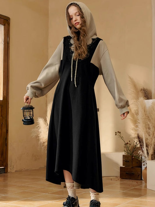 Faux Two Piece A-line Dress X2867