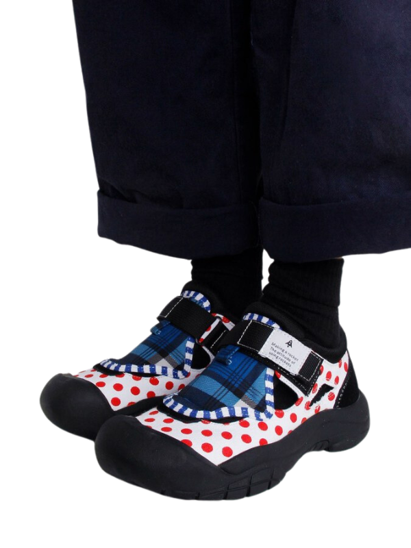 Round Toe Dot Check Flat Shoes X2117