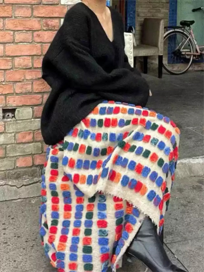 Fur ball wrap skirt X2894
